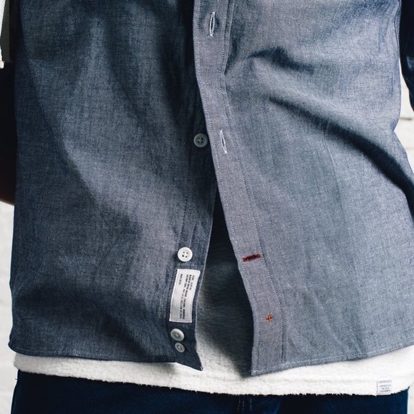 Apolis Organic Chambray Button Down, Blue/XL - Picture 3 of 3